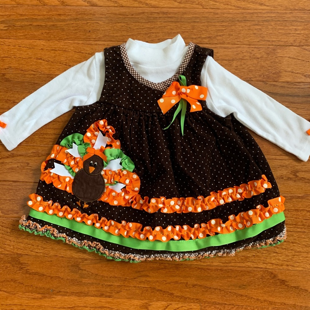 Baby girl thanksgiving turkey dress 3-6 months